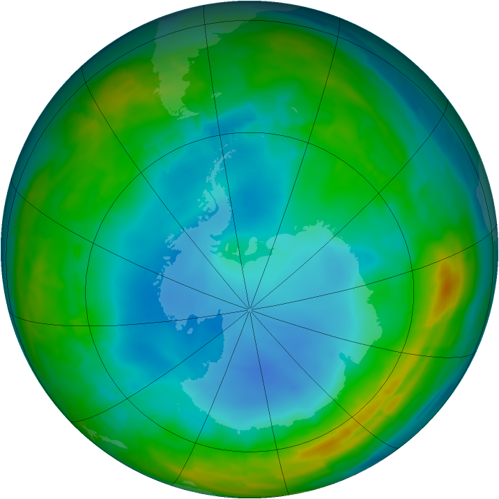 Antarctic ozone map for 28 July 2014